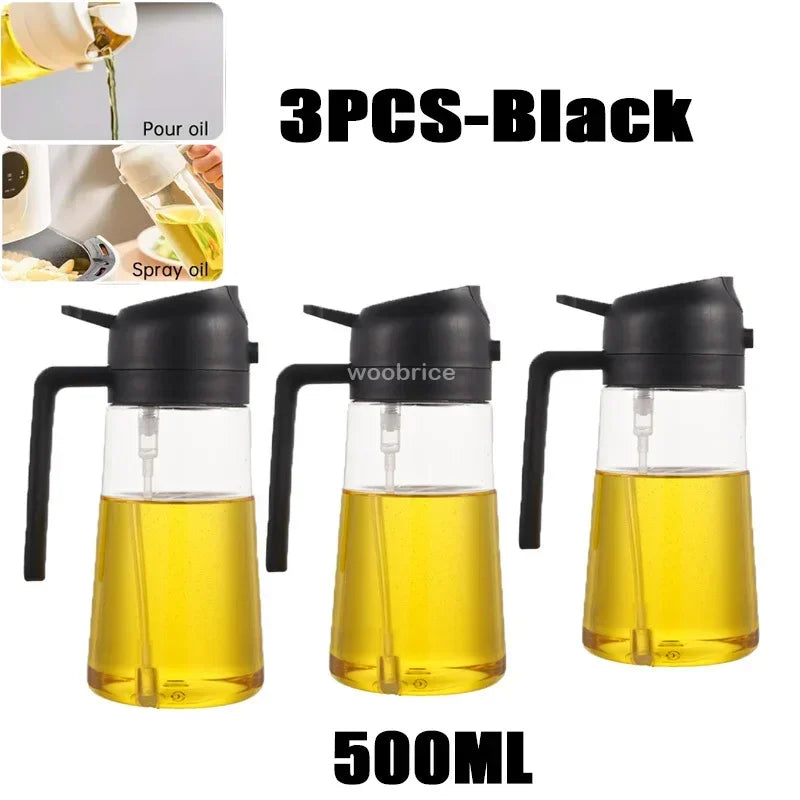 2-in-1 Oil Spray & Pour Bottle with Auto Lid – 500ml