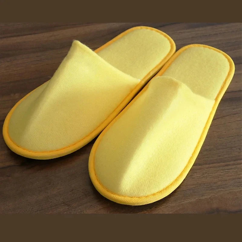 5-10 Pairs Disposable Slippers Women Men Home Soft Plush Slides Unisex Travel Hotel Households