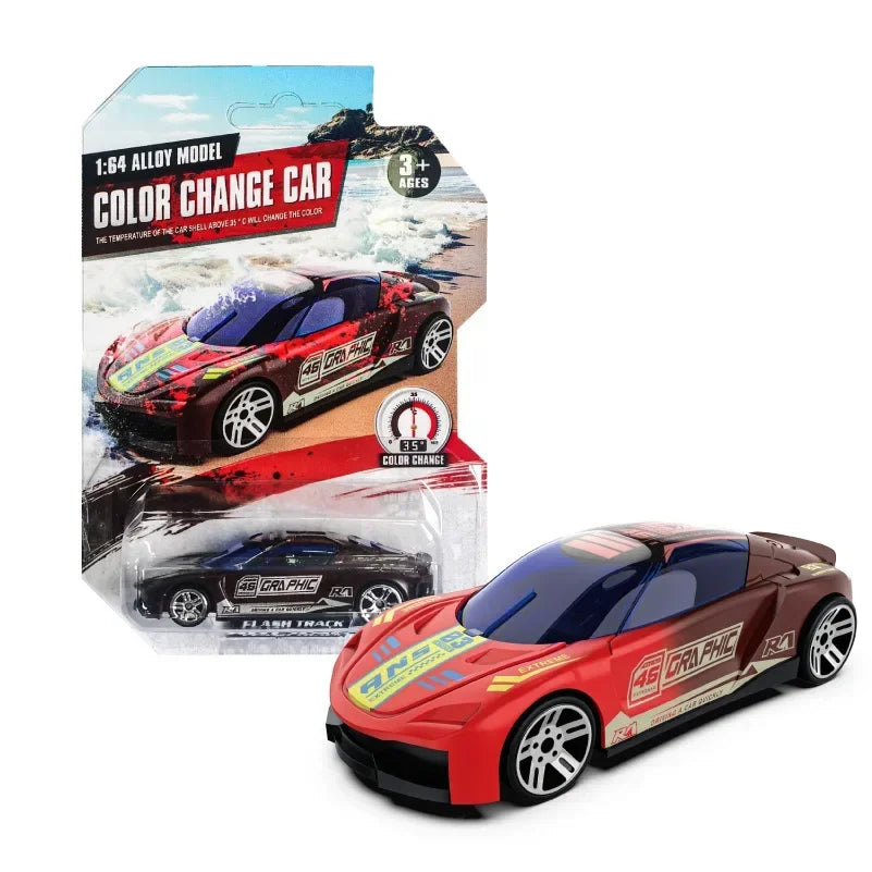 Color-Changing Die-Cast Racing Car Toy – 1:64 Pull Back Model