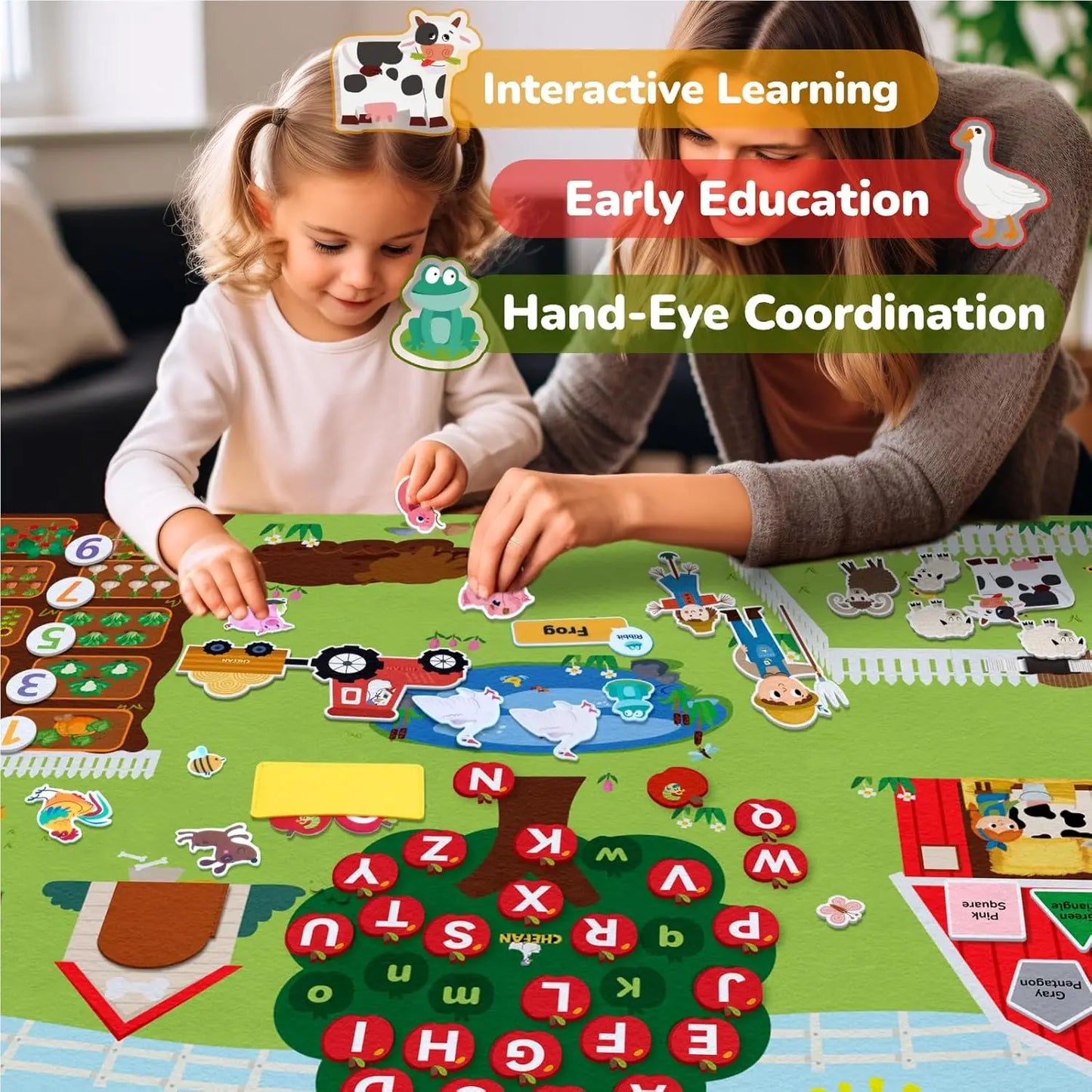 Montessori Felt Busy Board Story Set for Toddlers – Farm, Ocean, Zoo & Solar System