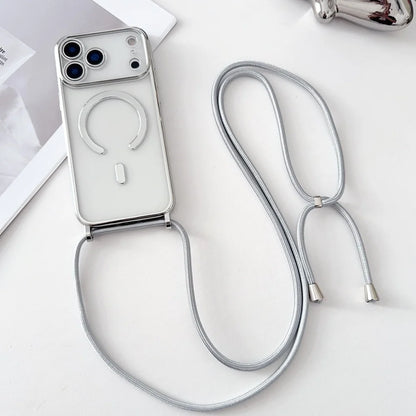 Luxury Necklace Cord Rope Lanyard Plating Magnetic Clear Phone Case Iphone 17 16 14 11 12 13 15 Pro