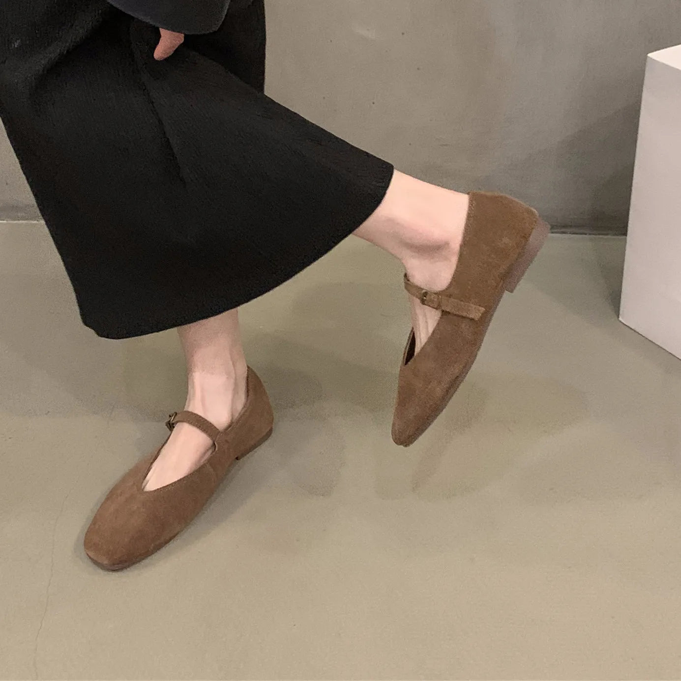 Women's Soft Suede Ballet Flats – Mary Jane Slip-On Shoes