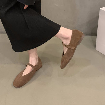 Women's Soft Suede Ballet Flats – Mary Jane Slip-On Shoes