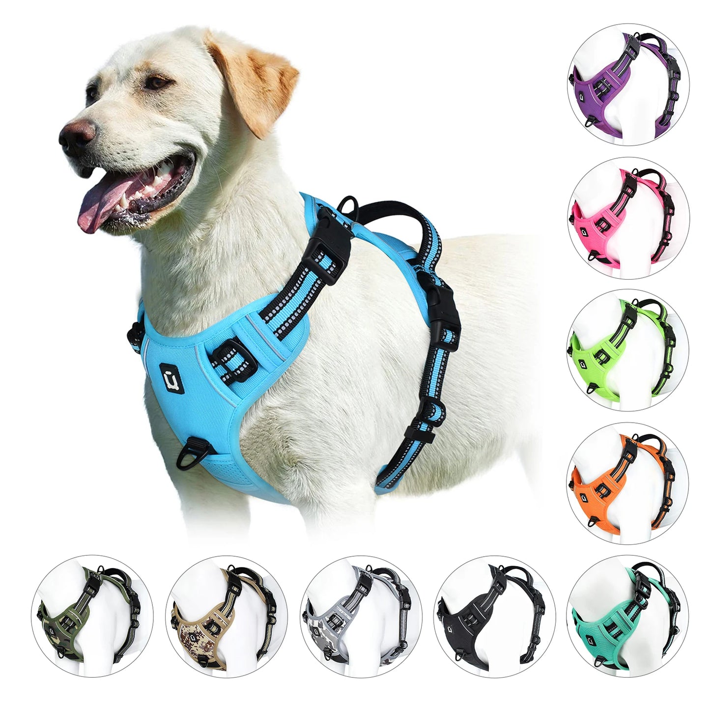 No Pull Dog Harness – Adjustable Soft Padded Vest with Control Handle
