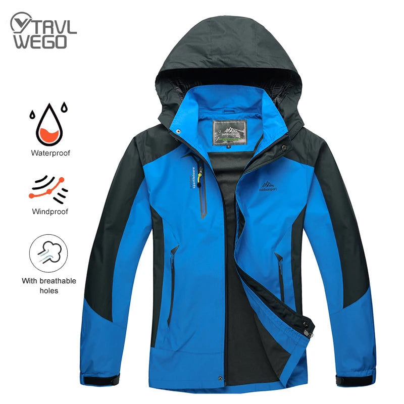 Men's Outdoor Hiking Windbreaker Jacket – Waterproof Hooded Coat