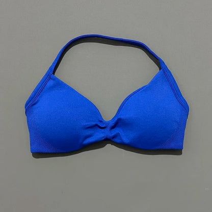 Seamless Halter Sports Bra – Women's Push-Up Gym Bra