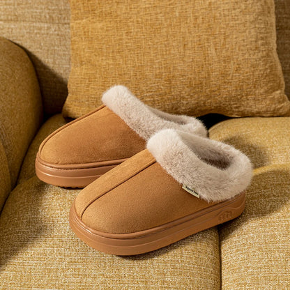 Fur-Lined Winter Slippers – Unisex Anti-Slip Indoor Outdoor Shoes
