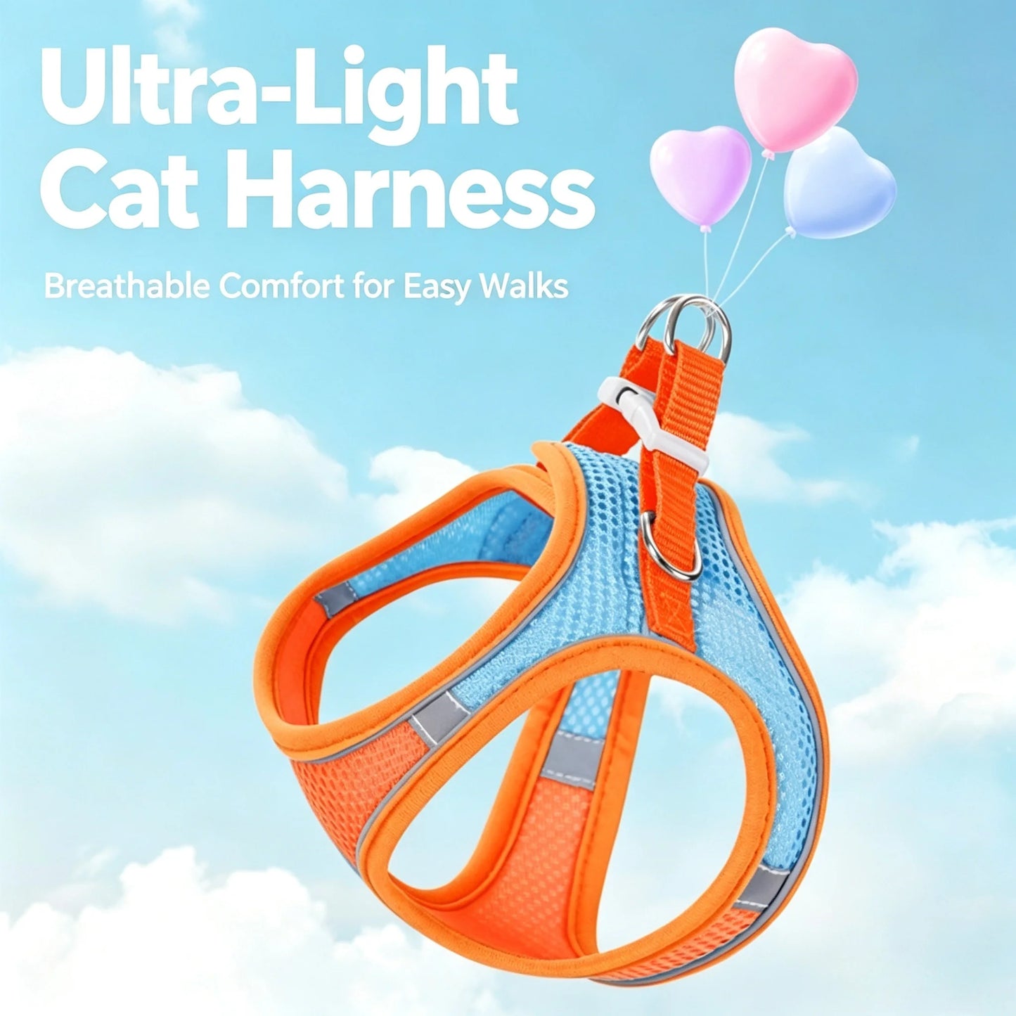 Small Dog Harness & Leash Set – Adjustable Mesh Vest with Reflective Strips