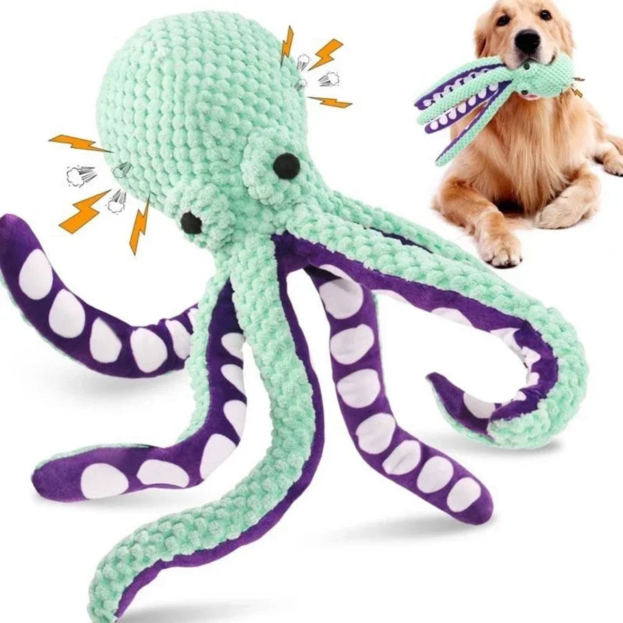 Octopus Dog Toy - Interactive Squeaky Plush Chew Toy