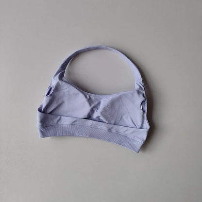 Seamless Padded Sports Bra – Backless Halter Crop Top for Women