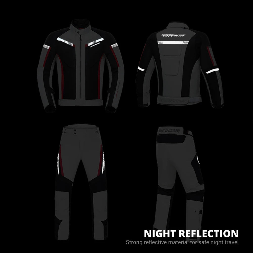 Herobiker Waterproof Motorcycle Jacket & Riding Pants Set with EVA Protection