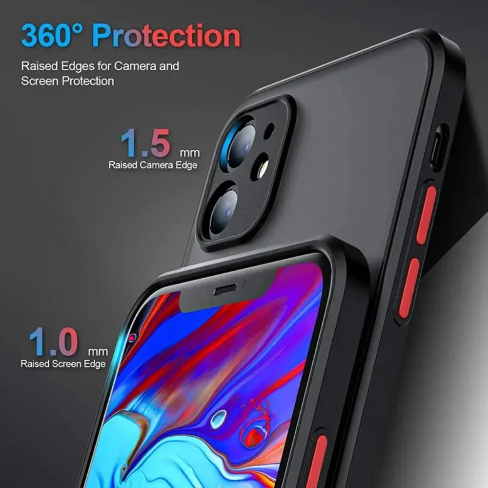 Shockproof Armor Matte Case Iphone 16 15 14 Plus 13 11 12 Pro Max Luxury Silicone Bumper Clear Hard