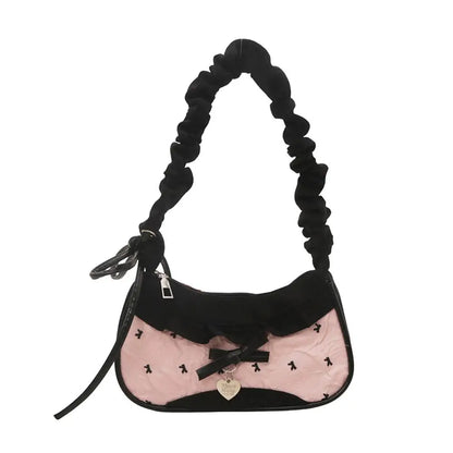 Gingham Lace Shoulder Bag – Cute Underarm Bag for Women