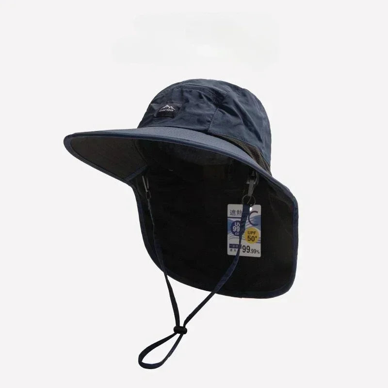 Wide Brim Bucket Hat with Neck Flap – Unisex Outdoor Sun Hat