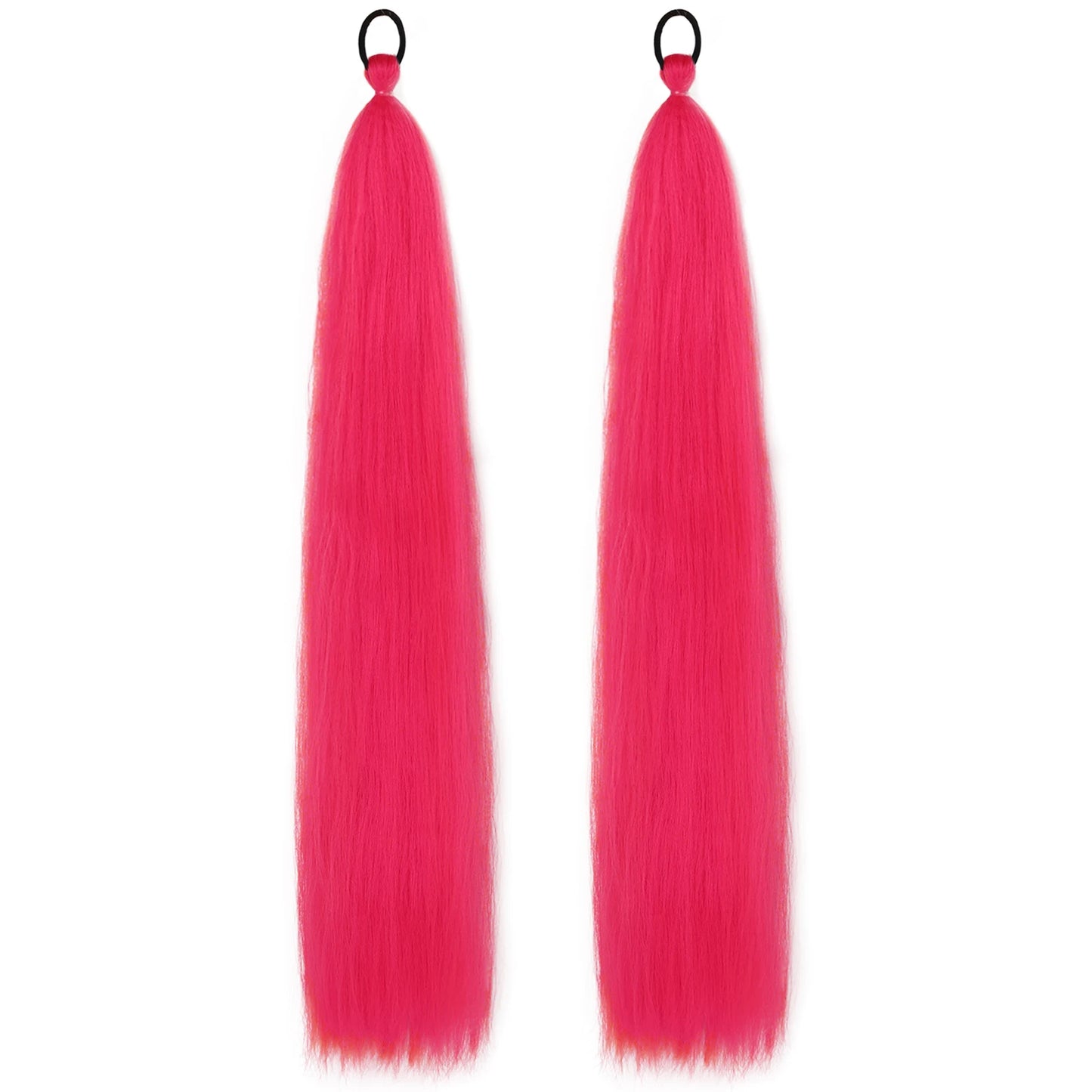 Synthetic Ponytail Extension 2-Piece Set – Long Straight with Rubber Band