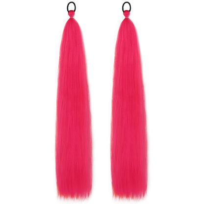 Synthetic Ponytail Extension 2-Piece Set – Long Straight with Rubber Band