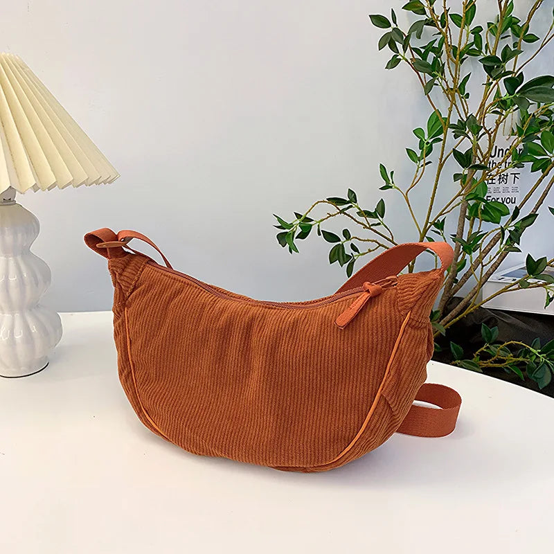 Corduroy Hobo Shoulder Bag – Retro Casual Women's Crossbody Bag