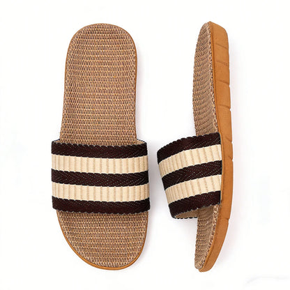 Men's Linen House Slippers – Non-Slip Indoor Slide Sandals