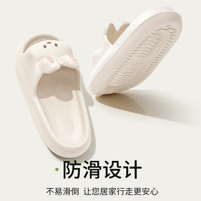 Pillow Rabbit Slippers Women Men House Slides Shower Sandals - Thick