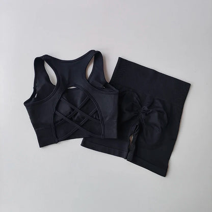 2-Piece Women's Seamless Yoga Set – Sports Bra & Shorts
