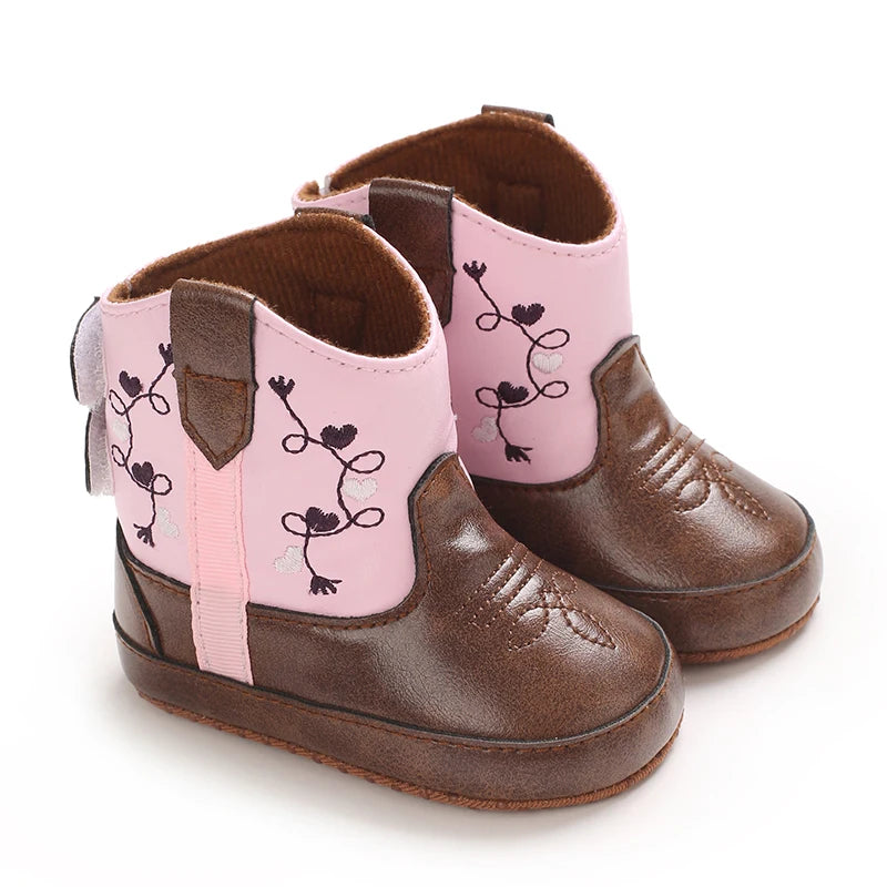 Baby Cowboy Boots Soft Sole Non-Slip Crib Shoes for Infant Toddler