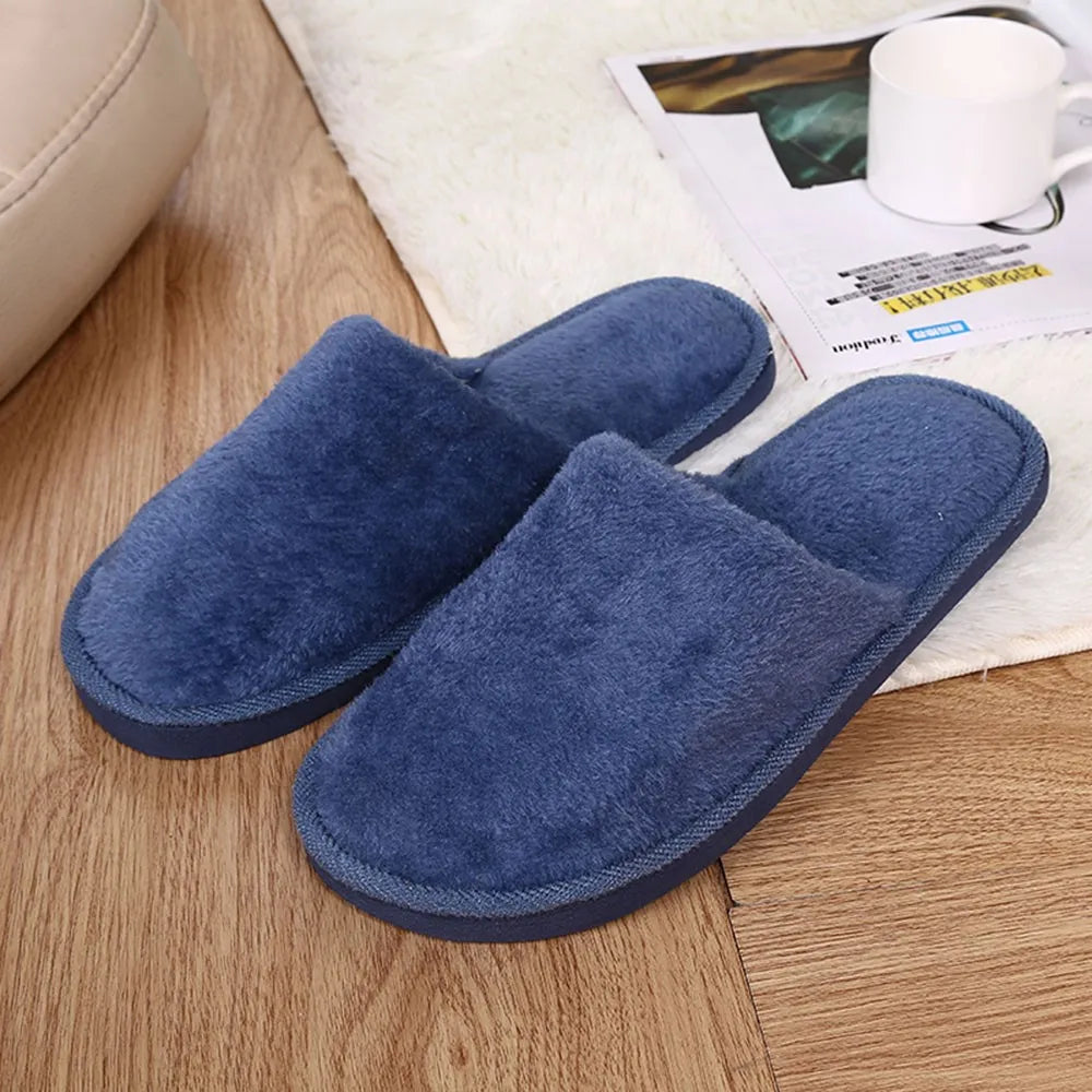 Men S Winter Slippers Warm Bedroom Plush Shoes Home Floor Soft Indoors Thin Velvet Solid Color Non