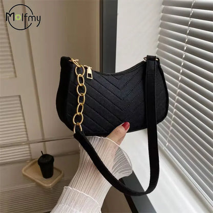 Women's Crescent Shoulder Bag – Mini Felt Underarm Purse