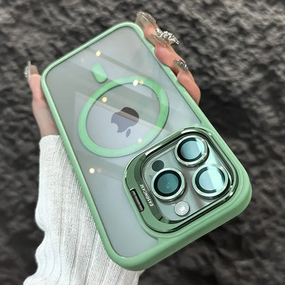 Metal Ring Transparent Shockproof iPhone Case with Camera Lens Protector