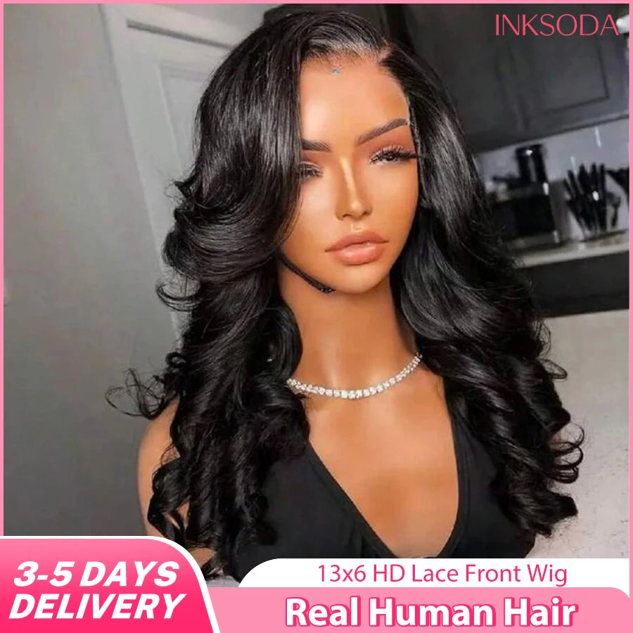 Body Wave Human Hair Lace Front Wig – 13x4 & 13x6, 180%/220% Density