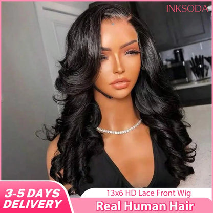 Body Wave Human Hair Lace Front Wig – 13x4 & 13x6, 180%/220% Density