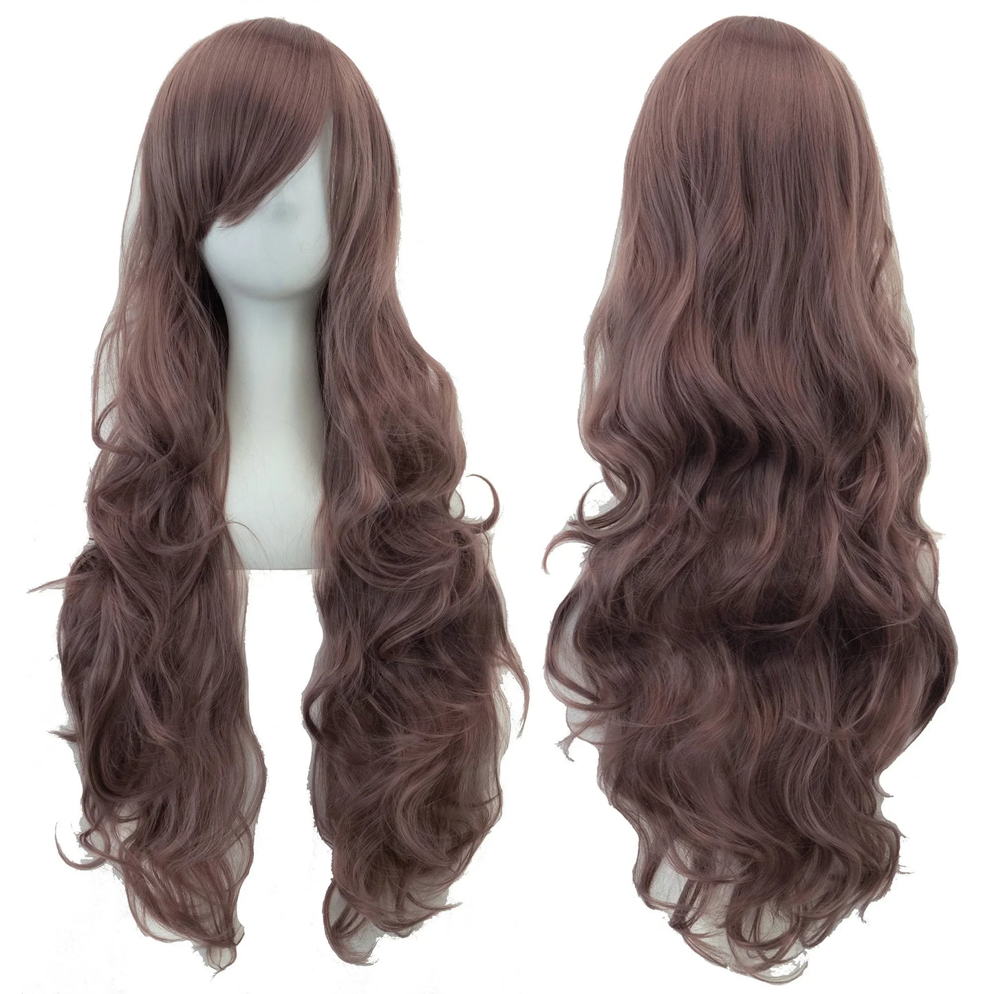 Soowee Curly Long Synthetic Hair Green Wig Hairpiece Pink Black Party Cosplay Wigs Women