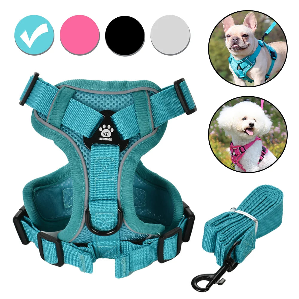 Dog Harness & Leash Set – Adjustable Reflective Vest for Small & Medium Pets
