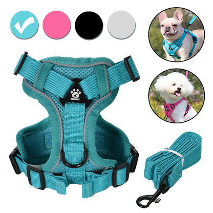 Dog Harness & Leash Set – Adjustable Reflective Vest for Small & Medium Pets