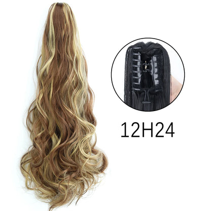 Synthetic Long Straight Claw Clip Ponytail Hair Extensions 24inch Heat Resistant Pony Tail Piece