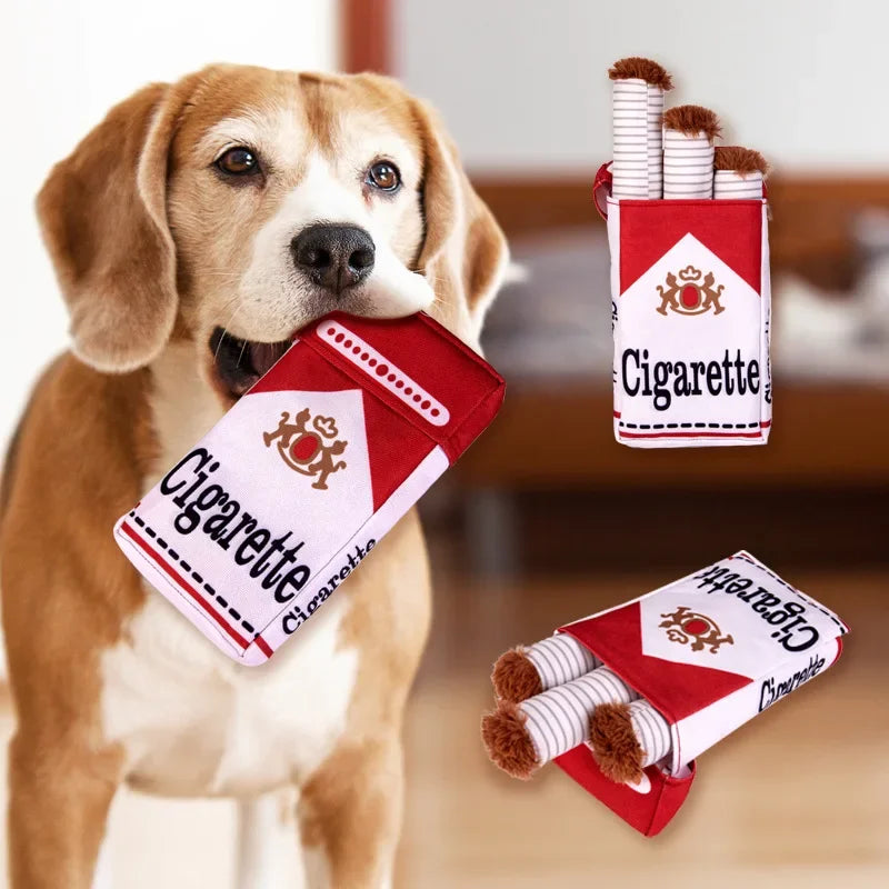 Cigarette Design Plush Dog Toy – Funny Interactive Chewing Toy for Pets