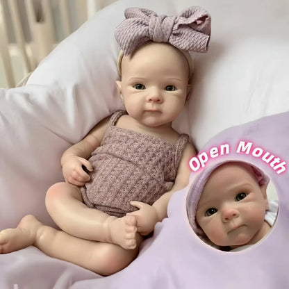 13-Inch Reborn Baby Girl Doll – Soft Silicone, Handmade with 2 Outfits