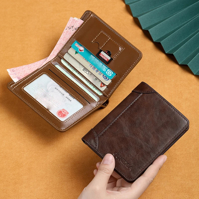 RFID Blocking Men's Slim Bifold Wallet – PU Leather