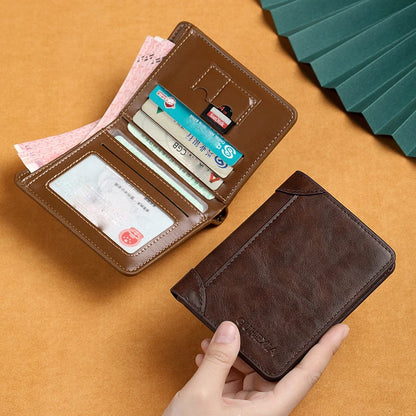 RFID Blocking Men's Slim Bifold Wallet – PU Leather