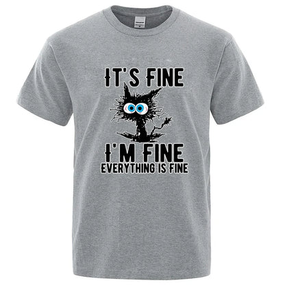 Funny Cool Cat Graphic T Shirt Casual Short Sleeve Tee