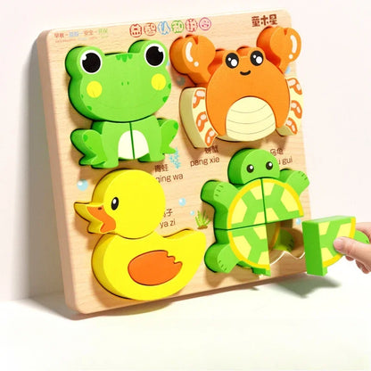 Montessori 3D Wooden Animal Puzzle for Kids