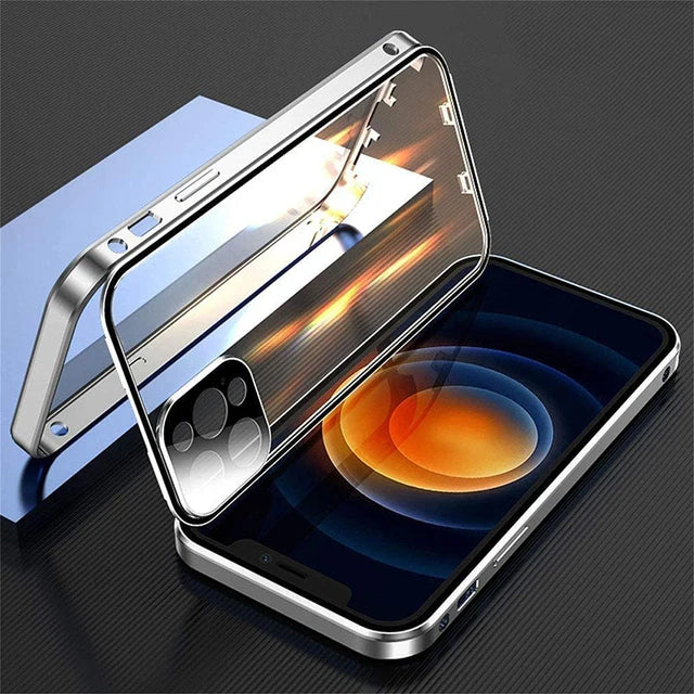 360 Metal Magnetic Double Sided Glass Cover Lens Protection Iphone16 14 15 Pro Max Iphone13 12 11