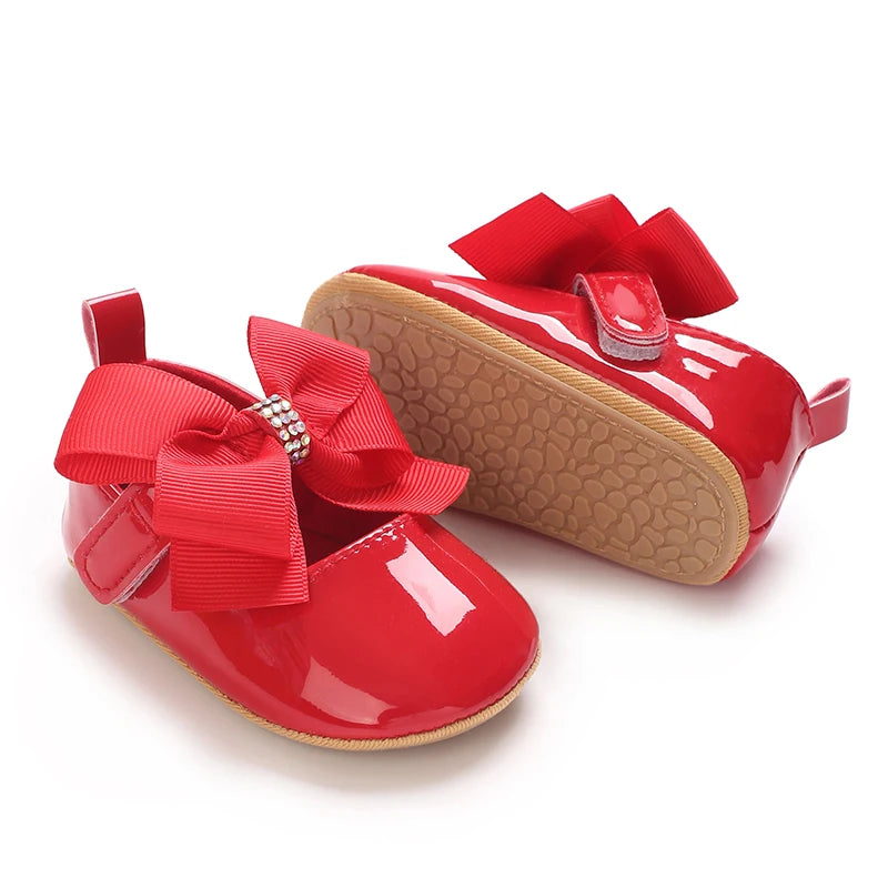 Baby Girl Bow Shoes – Soft Sole Princess Flats