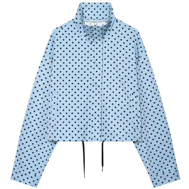 Polka Dot Bomber Jacket & Shorts Set – Women's Oversized Outerwear
