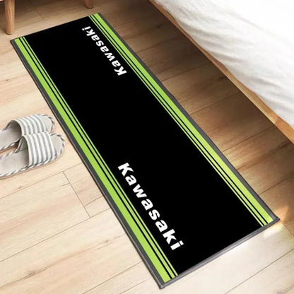 Kawasaki Motorcycle Area Rug Anti-Slip Floor Mat for Garage & Home Decor