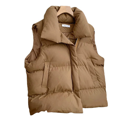 Women's Sleeveless Puffer Vest | Stand Collar Down Coat