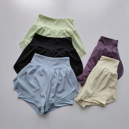 Women's High-Waist Sports Shorts – Double Layer Quick-Dry