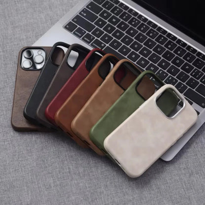 Retro Crazy Horse Leather Magsafe Case Iphone 18pro 15 14 13 12 17 Pro Max Simple Texture Magnetic