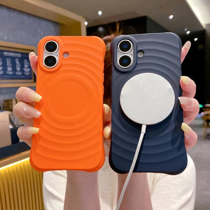 Water Ripple Silicone Magsafe Wireless Charge Magnetic Phone Case Iphone 17 Pro Max 15 14 13 16 Soft