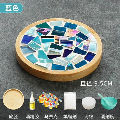 DIY Mosaic Coaster Kit – Handmade Bamboo Cup Mat with Glass Tiles