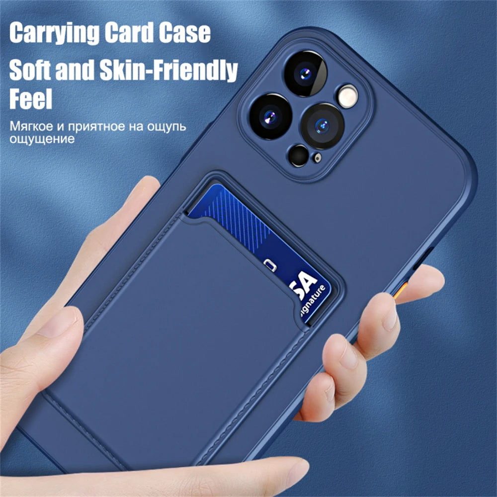 Luxury Soft Silicone Wallet Case Funda Iphone 17 Air 16 15 14 11 13 12 Pro Max Plus Card Holder Slot